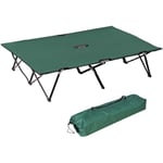 Lit de camp pliable double 193 x 125 x 40 cm avec sac de transport métal noir polyester Oxford vert