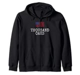 Thousand Oaks City USA Flag State Traveling US America Town Zip Hoodie