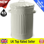 Cream Bin Retro Style Rubbish Bin Metal White Trash Can Midi Kitchen Dustbin