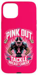 Coque pour iPhone 15 Plus Pink Out Tackle Ruban pour le mois d'octobre contre le cancer du sein