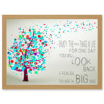 Enjoy Little Things Life Bubble Tree Quote Typography A4 Artwork Framed Wall Art Print