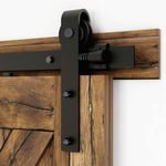 8FT/243cm Sliding Barn Wood Door Hardware Closet Track Kit Single Door, Black J