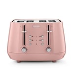 De'Longhi Eclettica Toaster 4 Slot Toaster Reheat/Defrost Stainless Steel Pink