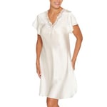 Lady Avenue Pure Silk Nightgown With Lace Benhvit silke Medium Dame