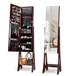 Freestanding Mirror Jewelry Cabinet Organizer Full Length Mirror Built-in LED