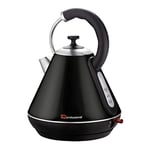 SQ Professional Gems Range Legacy Stainless Steel Cordless Electric Kettle -Portable kettle with Heat Resistant Handle - Fast Boil - LED Light Indicator -2200w 1.8Litre (Onyx)