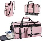 Gymväska Sport Duffel Bag med skofack Gym Duffel Bag Weekend Resväska med våtficka 2 i 1 Packback Bag Stor kapacitet (rosa) Pink