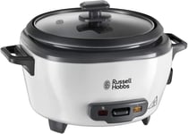 Russell Hobbs - Medium Rice Cooker, Metal, Glass Lid, 1.2KG, 0.8L, 300W, White