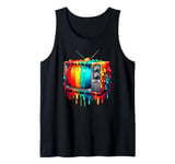 Dripping Paint Vintage Television TV Retro 70s 80s Tank Top