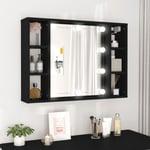 Maisonchic - Armoire à miroir avec led, Armoire de toilette,Armoire murale de salle de bain noir 76x15x55 cm pewv24238