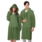 Vicloon Poncho Pluie,2 Pièces Poncho Impermeable,Réutilisable Poncho Matériel EVA,Poncho Pluie Femme et Homme,Parfait pour Les Festivals de Camping et Les Randonnées, Vert Armée, Taille Unique