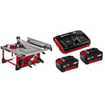 Einhell Scie circulaire sur table sans fil TE-TS 36/210 Li-Solo Power X-Change (lithium-ion, table en aluminium, extension de table, butée d’angle incluse) avec Twincharger et 2 Batteries 3,0Ah