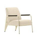 Vitra - Fauteuil de Salon, Base Ecru,, Dark Oak, Fabric Cat. F100 Nubia Col. 02 Cream/Perle - Nojatuolit - Jean Prouvé - Beige - Metalli/Puu/Vaahto