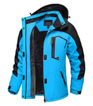 TACVASEN Ladies Fleece Jackets Winter Waterproof Women Coat Skiing Snow Softshell Jacket Outdoor Sport Running Jacket Hooded Raincoat Blue