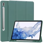 Samsung Galaxy Tab S9 - Tri-Fold læder cover - Holder til touch pen - Dybgrøn