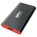 Emtec Disque SSD Externe X210 Elite 128Go - Disque Dur SSD Interface USB-C 3.2 Gen2 - Rétrocompatible USB 3.2 Gen1 et 2.0 - Technologie 3D NAND Flash - Câble USB-C 3.2 Gen2 vers USB-A Inclus Noir