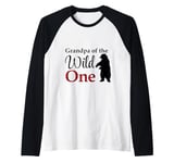 Grandpa of the Wild One Lumberjack Forest Baby 1st Birthday Raglan Baseball Tee