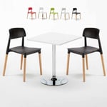 Ahd Amazing Home Design - Table carrée blanche 70x70 2 Chaises Colorées intérieur bar café Barcellona Cocktail Couleur: Noir