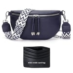 YISUOHOOM Sac Banane Femme Bleu Sac bandoulière Femme Petit Sac a Main Femme bandoulieres Pochette Telephone Portable avec Fente pour Carte de crédit et bandoulière de 3.8cm de Large