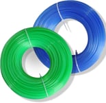 1,6 mm x 200 m Fil de Débroussailleuse en Nylon Rond Bobine Fil pour Coupe Bordure pour Débroussailleuse de Jardin de Parc Lot de 2(Bleu 100 m+ Vert 100 m)