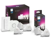 Philips Hue White and Color Ambience 4,3W / GU10 / 5st ljuskällor + brygga + dimmer