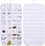 LTHERMELK Organisateur de bijoux avec 80 poches transparentes à suspendre - Porte-bijoux - Sac de rangement pour boucles d'oreilles et colliers (blanc)