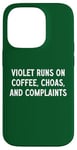 Coque pour iPhone 14 Pro Violet fonctionne sur le café, le chaos et les plaintes