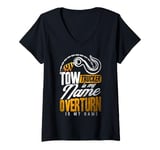 Womens Tow Trucker is my name overturn is my game Driver Wrecker V-Neck T-Shirt