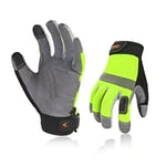 Vgo... 2Paires Gants de Travail de Sécurité, Gants de Constructeur, Gants de Jardinage, Gants de Mécanicien Légers (SL7584,8/M,Vert,2Paires)