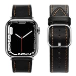 Tasikar Compatible with Apple Watch Strap 49mm 45mm 44mm 42mm 41mm 40mm 38mm, Leather Band with Square Buckle Compatible for Apple Watch Ultra Series 9 8 7 6 5 4 3 2 1 SE (38/40/41mmmm, Black)