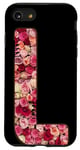 Coque pour iPhone SE (2020) / 7 / 8 Lettre L, motif floral rose