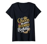 Womens A Queen Was Born In December Happy Birthday To Me V-Neck T-Shirt