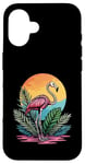 Coque pour iPhone 16 Rose Flamant Rose Squelette Rétro Graphique Été