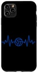 Coque pour iPhone 11 Pro Max Volleyball Heartbeat Minimalist Sports Bleu