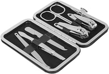 6pcs Mens Manicure & Pedicure Set Nail Clipper Steel Grooming Kit & Travel Case