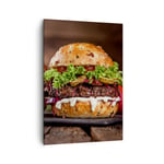 Impression sur Toile 50x70cm Tableaux Américain hamburger nourriture barbecue