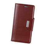 Mipcase Leather Phone Case Wallet Flip Fold Stand Cover Protective Phone Shell with Card Holder for HUAWEI P Smart (Brown)