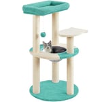 Yaheetech 90cm Cat Tree Tower with 2 Perches & 2 Scratching Posts & Rremovable Capsule Nest for Indoor Cats, Indoor Cat House, Cat Climbing Tree Activity Centre, Indigo/Beige