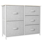 YITAHOME Commode pour Chambre à Coucher, Commode à 5 Tiroirs en Tissu Meuble de Rangement avec Dessus en Bois et Grand Espace de Rangement Chambre à Coucher, Salon, Chambre d'enfant, Gris Clair