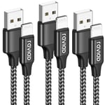 RAVIAD iPhone Charger Cable 3Pack 1M/3.3FT [MFi Certified] Nylon Braided Lightning Cable Fast Charging&Sync iPhone Charger for iPhone 14 13 12 11 Pro Max X XS XR 10 8 8 7 Plus 6 6s 5s 5 SE 2020, Black