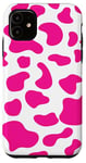 iPhone 11 Hot Pink Cow Print Pattern, Western Aesthetic, Country Girls Case