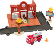 Lag3 ​Disney and Pixar’s Cars Toys, Red’s Fire Station Playset with Toy Fire Truck and Kid-Activated Action, Cars On The Road