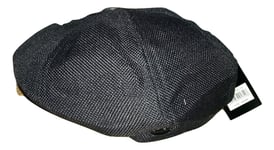 Mens Hawkins High Quality 8 Panel Tweed Style, Flat Cap / Hat Central Button