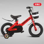cuzona Children's bicycle boy 2-3-4-6-7 stroller 8 years old baby girl bicycle child medium and large bicycle-14 inch_【Magnesium Alloy】 Elegant Red Spoke Wheel Free Riding Gift