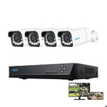 Reolink Kit Vidéo Surveillance,8CH 2To PoE NVR et 4X 8MP Bullet Caméra PoE,5X Zoom,Vision Noc Couleur,RLK8-811B4