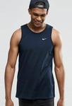 Nike Embroidered Swoosh Mens Athletic Gym Vest Tank Top in Navy Cotton - Size Small