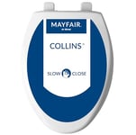 Mayfair 18100SL 000 Collins Abattant WC en plastique à fermeture lente qui ne se desserre jamais, avec pare-chocs super adhérents, allongé, plastique solide durable, blanc