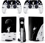 Skin D'astronaute Spatial Ps5 | Vaisseau Spatial Galaxie | Autocollant Vinyle Mignon Contrôleur De Console Ensemble Complet | Compatible Avec Sony Playstation 5 (Disque Ps5, Noir Blanc)