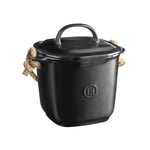 Seau à Compost, bac à Compost de Cuisine 4L, Céramique, Design et Pratique, Anti-Odeur et Facile à Nettoyer, Noir Truffe