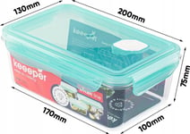 Keeeper Frischhaltedose "Tina", Mit Clip, Tritan, 1,35 Liter Dose Transparent / Deckel Aquamarin, Material: Pp/Tritan, - 1 Stück (1113462400000)